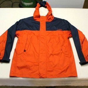 LL Bean Boys Rain wind Jacket XL Orange Hooded